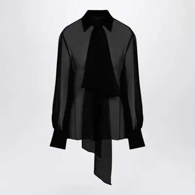 Valentino Garavani Semi-transparent Chiffon Shirt In Black