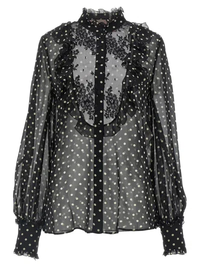 Valentino Garavani Semi-transparent Silk Georgette Shirt In Black