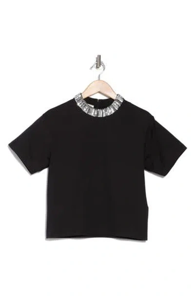 Valentino Garavani Sequin Embellished Crop T-shirt In Nero