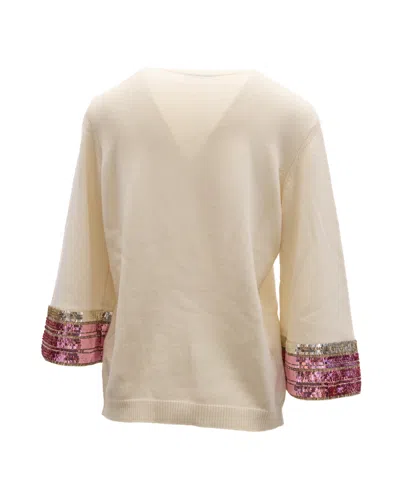 Valentino Garavani Sequin-trimmed Sweater In Neutral