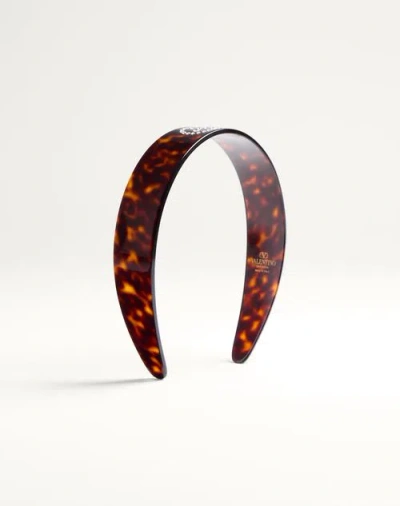 Valentino Garavani Crystal-embellished Vlogo Headband In Brown