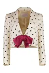 Valentino Bow-embellished Polka-dot Silk-shantung Jacket