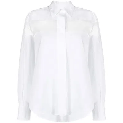 Valentino Garavani Sheer-panel Long-sleeve Shirt In White
