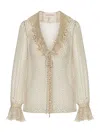 Valentino Lace-trimmed Ruffled Polka-dot Silk-chiffon Blouse