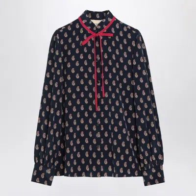 Valentino Silk Paisley Blouse In Black