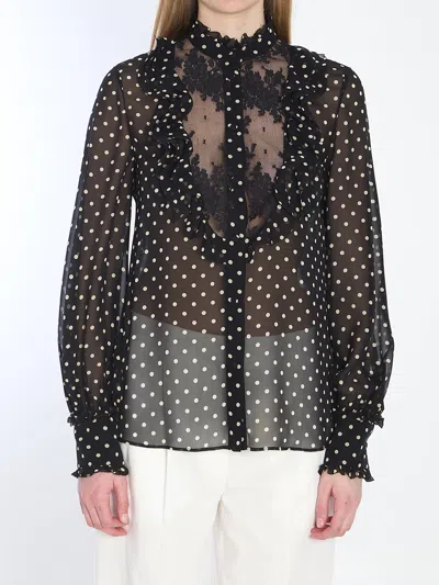 Valentino Garavani Shirt With Polka Dots In Black