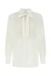 Valentino White Poplin Shirt In 001