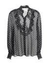Valentino Garavani Polka Dot Tulle Bib Button-up Shirt