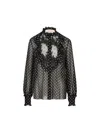Valentino Garavani Polka Dot Tulle Bib Button-up Shirt