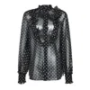 Valentino Garavani Polka Dot Tulle Bib Button-up Shirt