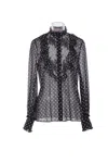 Valentino Garavani Polka Dot Tulle Bib Button-up Shirt