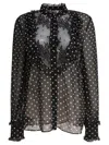 Valentino Garavani Polka Dot Tulle Bib Button-up Shirt