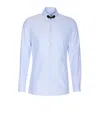 Valentino Cotton Shirt With Striped Pattern And Embroidered Motif In Blue