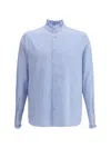 Valentino Garavani Cotton Striped Shirt With Button-down Collar In Blue