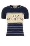 Valentino Garavani Women Navy Blue Cotton Sweater In Blue