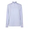 Valentino Garavani Cotton Striped Shirt With Button-down Collar In Blue