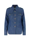Valentino Casual Shirt With Chest Pockets And Epaulettes In Blue