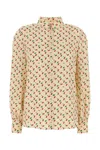 Valentino Crepe De Chine Shirt With Cherryfic Print In Neutral