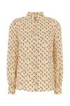 Valentino Crepe De Chine Shirt With Cherryfic Print In Neutral