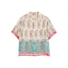 Valentino Paisley Linen Bowling Shirt In Neutral