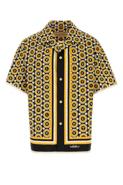 Valentino Printed Poplin Shirt In Yellow