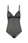 Valentino Garavani Embroidered Stretch Nylon Blend Bodysuit In Black