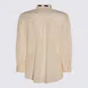 Valentino Embroidered Bow Stand Collar Long Sleeve Top In Neutral