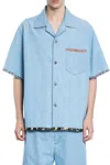 Valentino Garavani Denim Bowling Shirt With Floral Trim