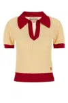 Valentino Garavani Two-tone Linen Blend Polo Shirt In Neutral