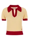 Valentino Garavani Two-tone Linen Blend Polo Shirt In Neutral