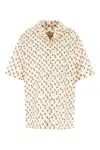 Valentino Cotton Poplin Bowling Shirt With Cherryfic Print In Neutral