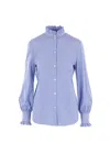 Valentino Hemd Aus Classic Stripe Popeline Frau Iris Liliac 48 In Blue