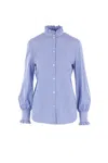 Valentino Hemd Aus Classic Stripe Popeline Frau Iris Liliac 48 In Blue