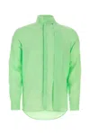 Valentino Silk Shirt With Long Sleeves And High Collar In Green