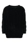 Valentino Off-shoulder Cable Wool Sweater In Black