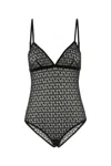 Valentino Garavani Embroidered Stretch Nylon Blend Bodysuit In Black