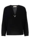Valentino Split-neck Virgin Wool Jumper In Black