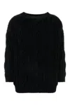 Valentino Off-shoulder Cable Wool Sweater In Black