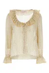 Valentino Silk Blouse With Ruffled Neckline And Polka Dot Pattern In Black Betule