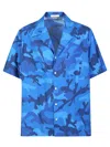 Valentino Camouflage Print Short-sleeved Shirt In Blue