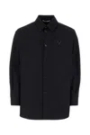 Valentino Rear Yoke Wool Blend Shirt In Blue