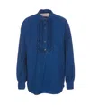 Valentino Classic Blue Denim Shirt With Ruffled Placket In Blue
