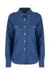 Valentino Casual Shirt With Chest Pockets And Epaulettes In Blue