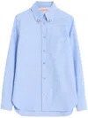 Valentino Clear Blue Button-up Shirt With Decorative Collar Buttons In Blue
