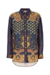 Valentino Garavani Printed Linen Shirt In Blue