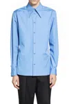 Valentino Long Sleeve Poplin Shirt Featuring Collar In Blue