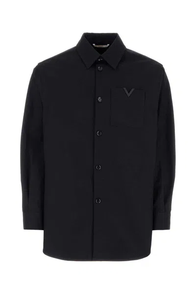 Valentino Shirt Cotton Collar Sleeves Hem Pocket In Blue