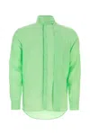 Valentino Silk Shirt With Long Sleeves And High Collar In Icemint