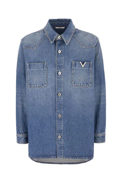 Valentino Garavani Shirts In Medium Denim Blue