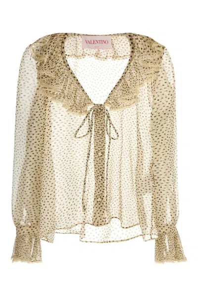 Valentino Garavani Women Printed Georgette Shirt In Neutral